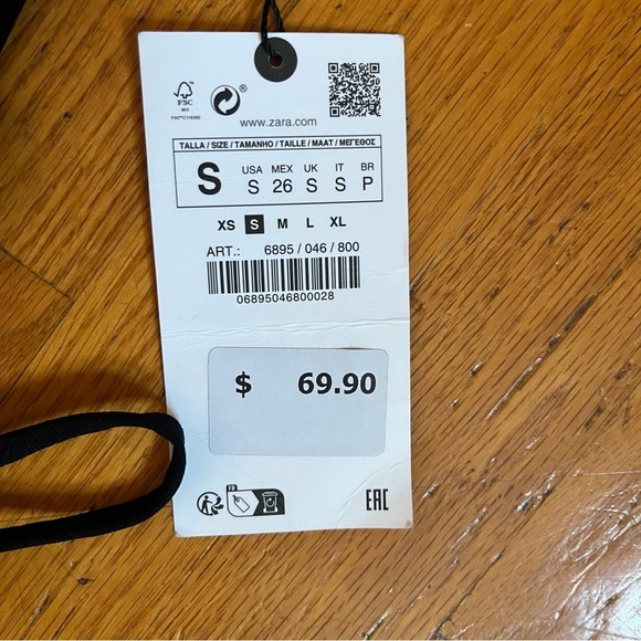 Zara Black Loose Bohemian Beaded Tie Strappy Top NWT A7 - Picture 5 of 6